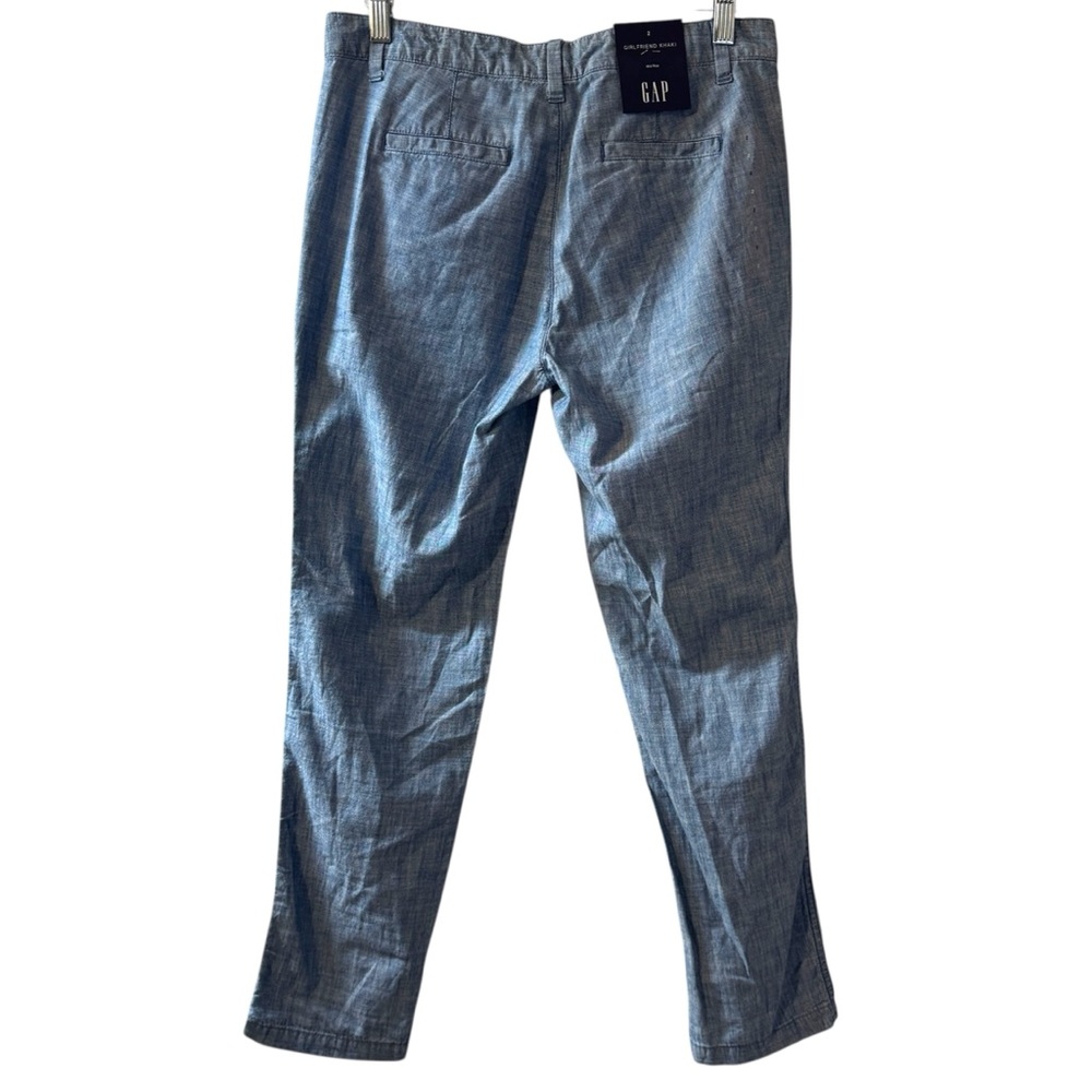 NWT Gap Girlfriend Khaki Chambray Blue cropped pants Women’s 2 (see meas.) - Picture 4 of 13